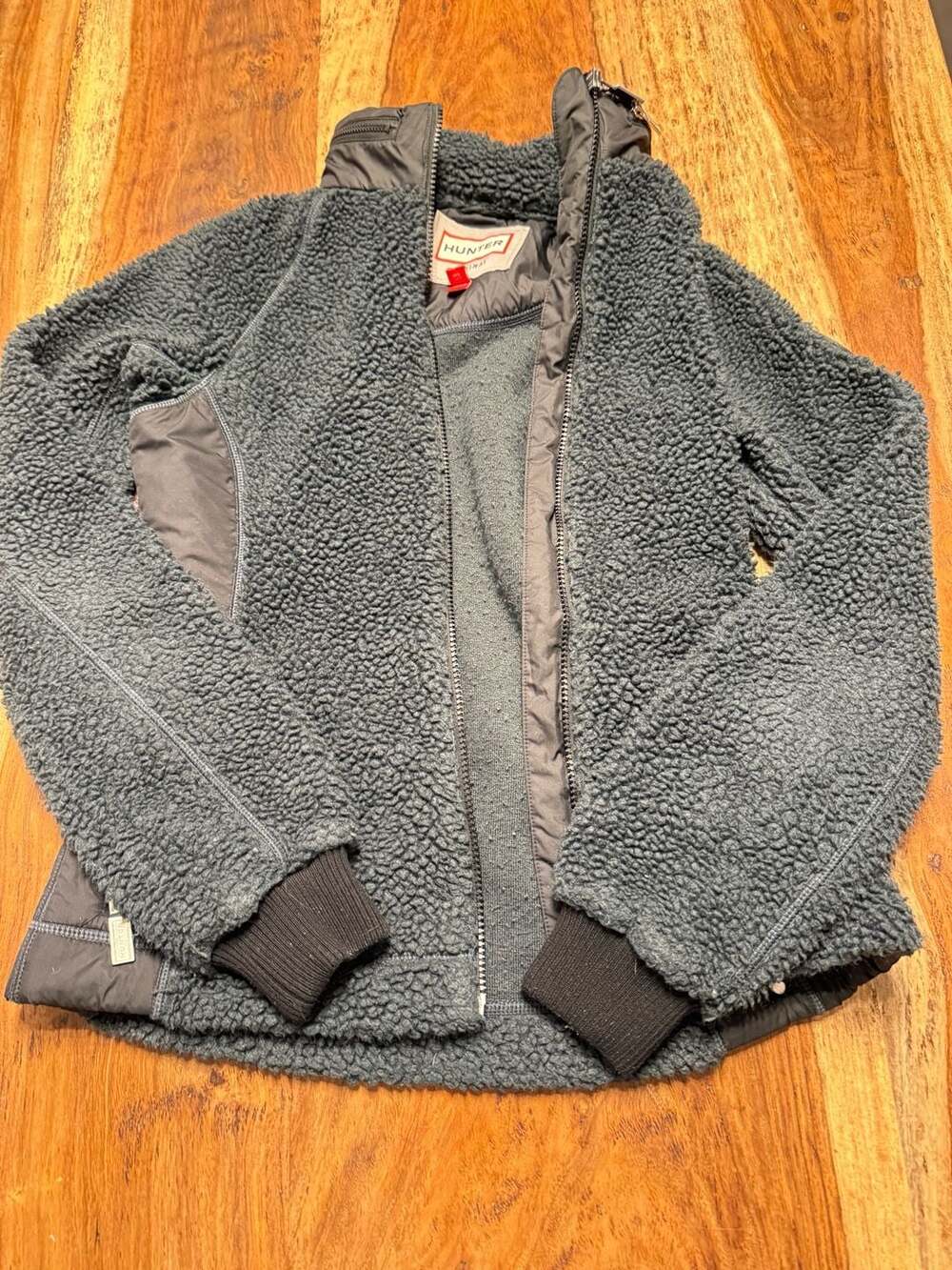Hunter Original Women's XS Grey Sherpa Fleece Hybrid Midlayer Full Zip Jacket